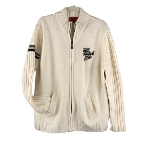 VIGOSS VTG Merino Wool Blend Zip Cardigan Men XL Cottage Gorpcore Y2K Retro 90's - Picture 1 of 10
